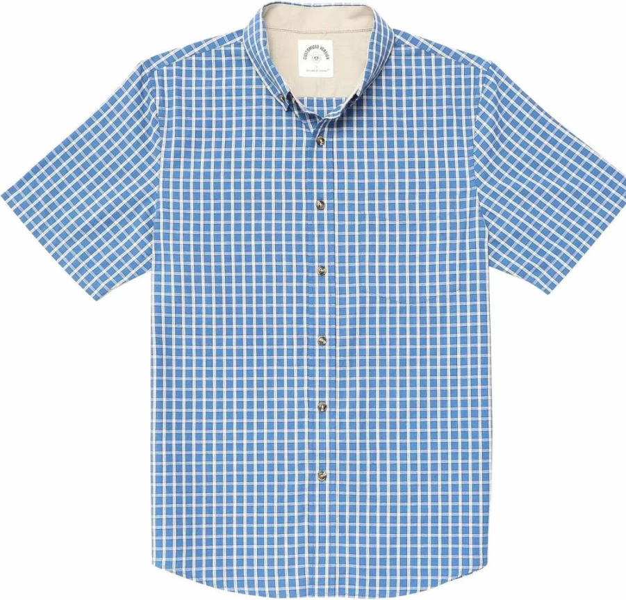 Dubinik Men's 100% Cotton Plaid Casual Short Sleeve Button Down Shirt with Pocket