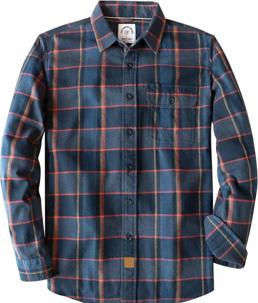 Dubinik Men's Soft Cotton Flannel Shirt Long Sleeve Plaid Button Down Casual Warm Shirt for Men