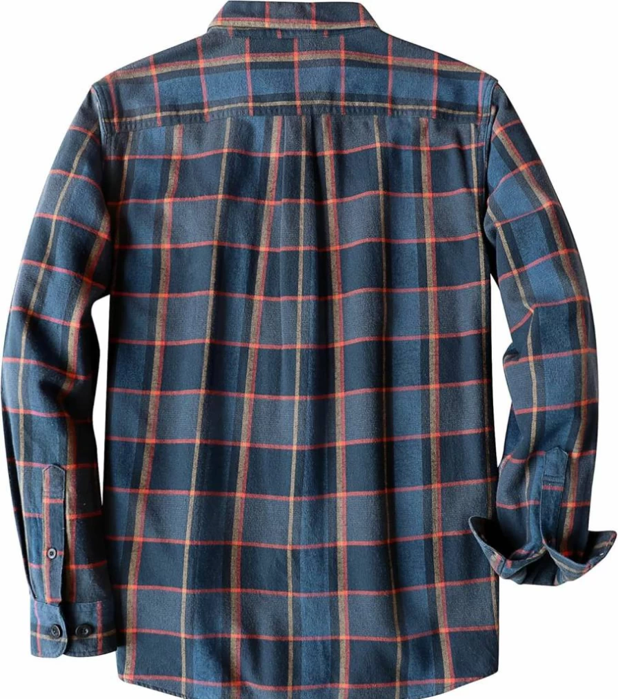 Dubinik Men's Soft Cotton Flannel Shirt Long Sleeve Plaid Button Down Casual Warm Shirt for Men