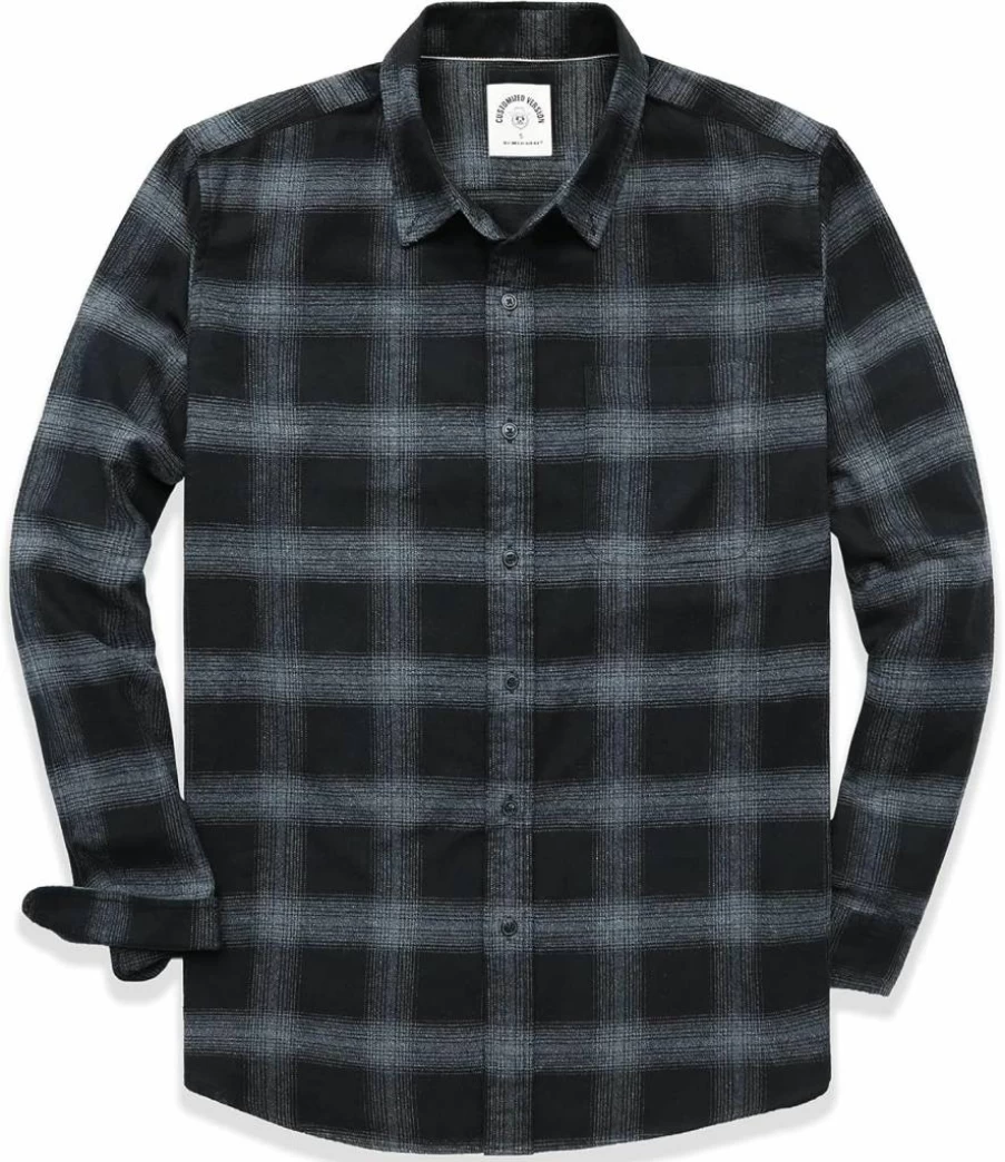 Dubinik Men's Lightweight Soft Cotton Casual Plaid Flannel Shirt Long Sleeve Button Down Work Shirt