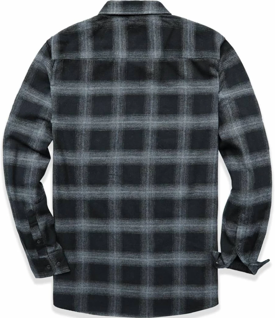 Dubinik Men's Lightweight Soft Cotton Casual Plaid Flannel Shirt Long Sleeve Button Down Work Shirt