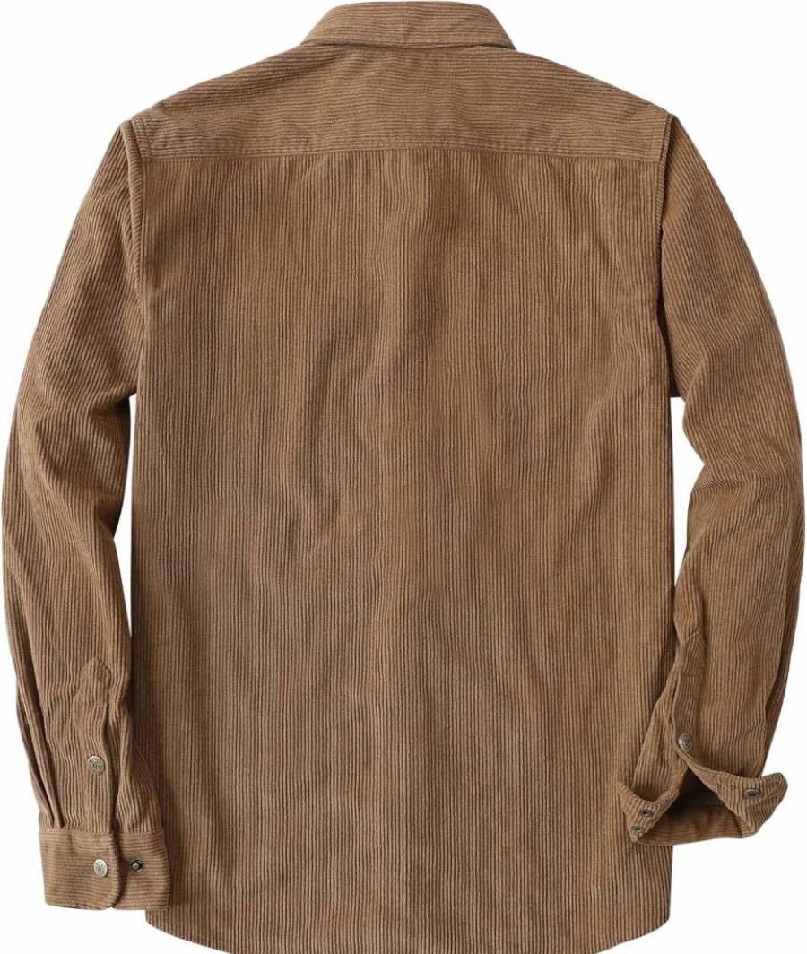 Dubinik Men's Vintage Corduroy Shirt Jacket - Long Sleeve Casual Snap Button Work Shirt, Regular Fit