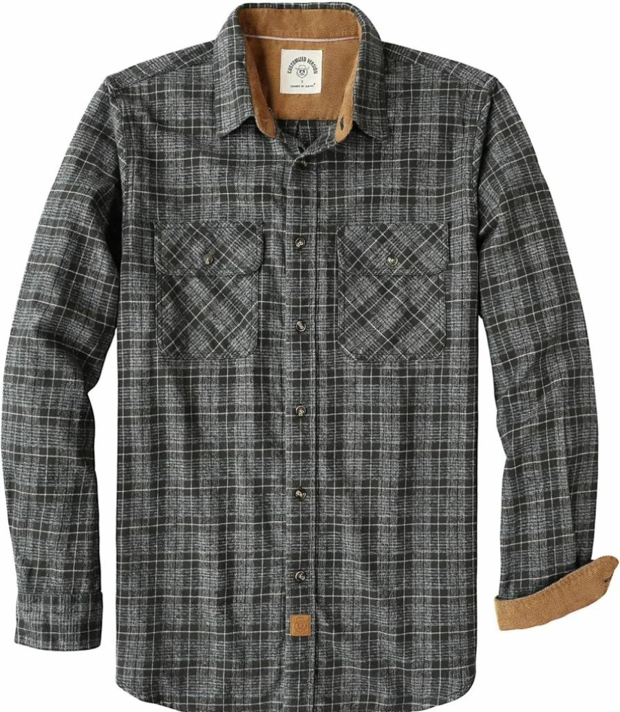 Dubinik Men's Soft Brushed Cotton Flannel Shirt Long Sleeve Plaid Button Down Casual Utility Shirt