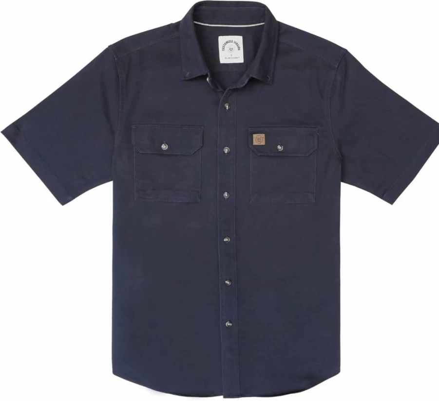 Dubinik Men's Denim Short Sleeve Shirt - Western Style Casual Button Down with Two Pockets
