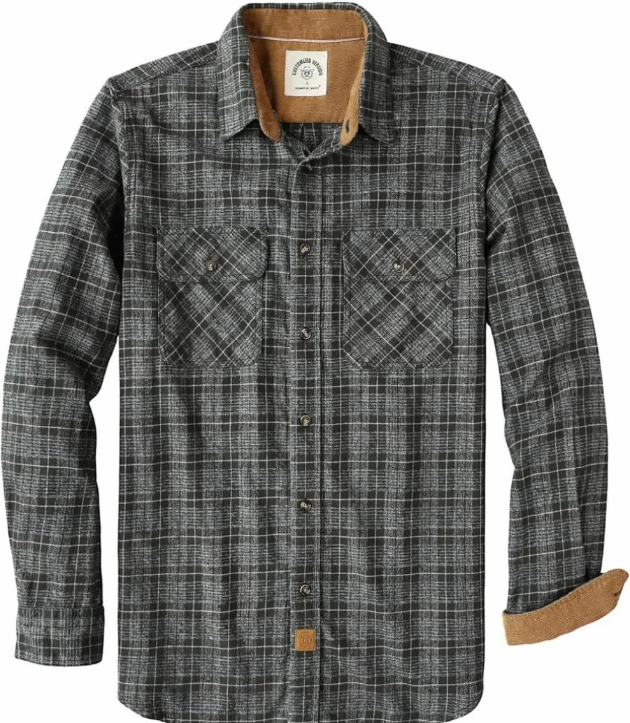 Dubinik Men's Soft Brushed Cotton Flannel Shirt Long Sleeve Plaid Button Down Casual Utility Shirt
