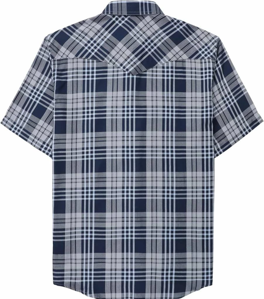 Dubinik Men's Western Cowboy Plaid Shirt - 50% Bamboo Viscose, 50% Polyester Short Sleeve Casual Pearl Snap Shirt
