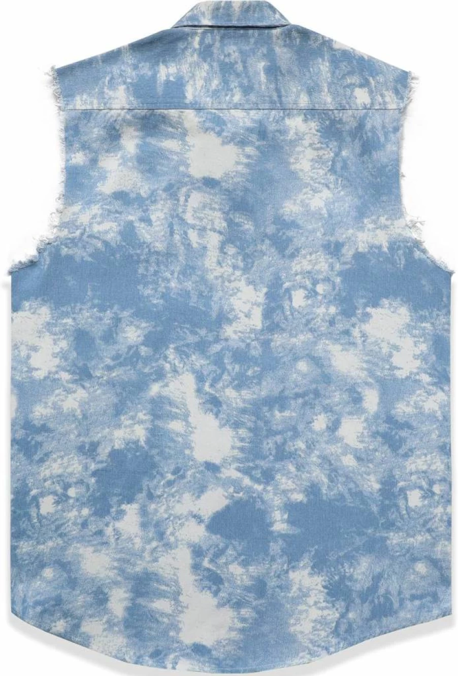 Dubinik Men's Lightweight Denim Vest - Sleeveless Button Down Cowboy Jean Shirt for Men