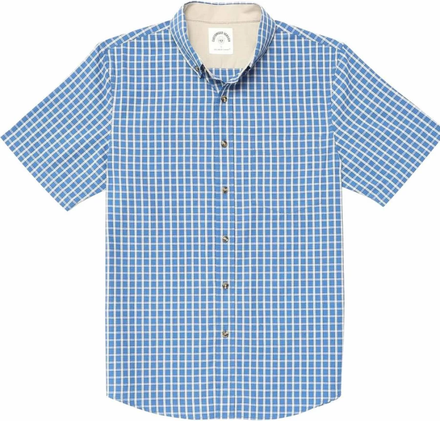 Dubinik Men's 100% Cotton Plaid Casual Short Sleeve Button Down Shirt with Pocket