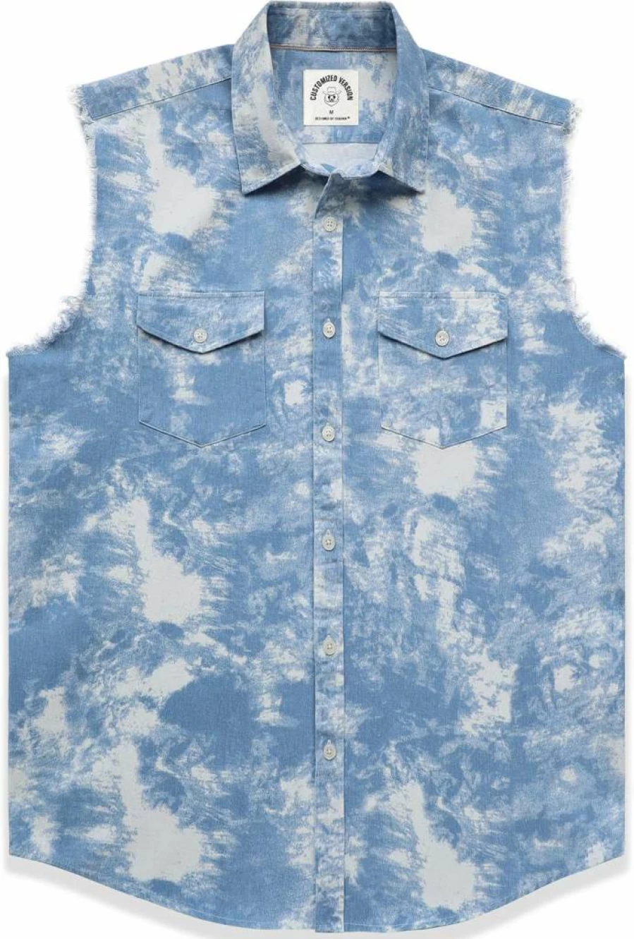 Dubinik Men's Lightweight Denim Vest - Sleeveless Button Down Cowboy Jean Shirt for Men