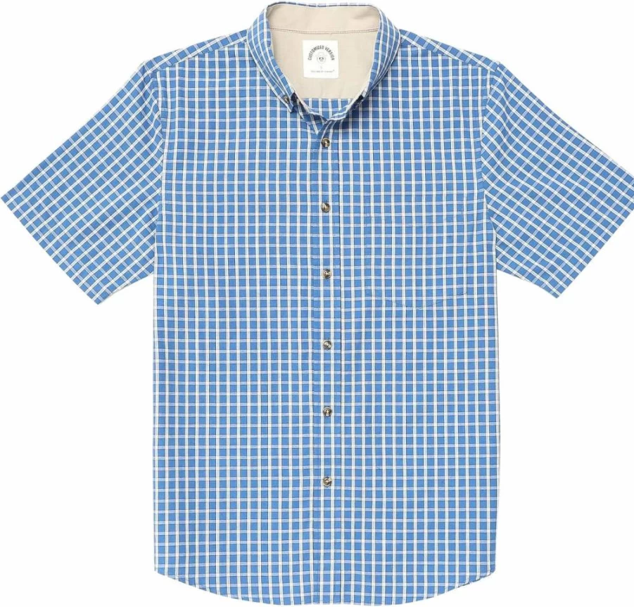 Dubinik Men's 100% Cotton Plaid Casual Short Sleeve Button Down Shirt with Pocket
