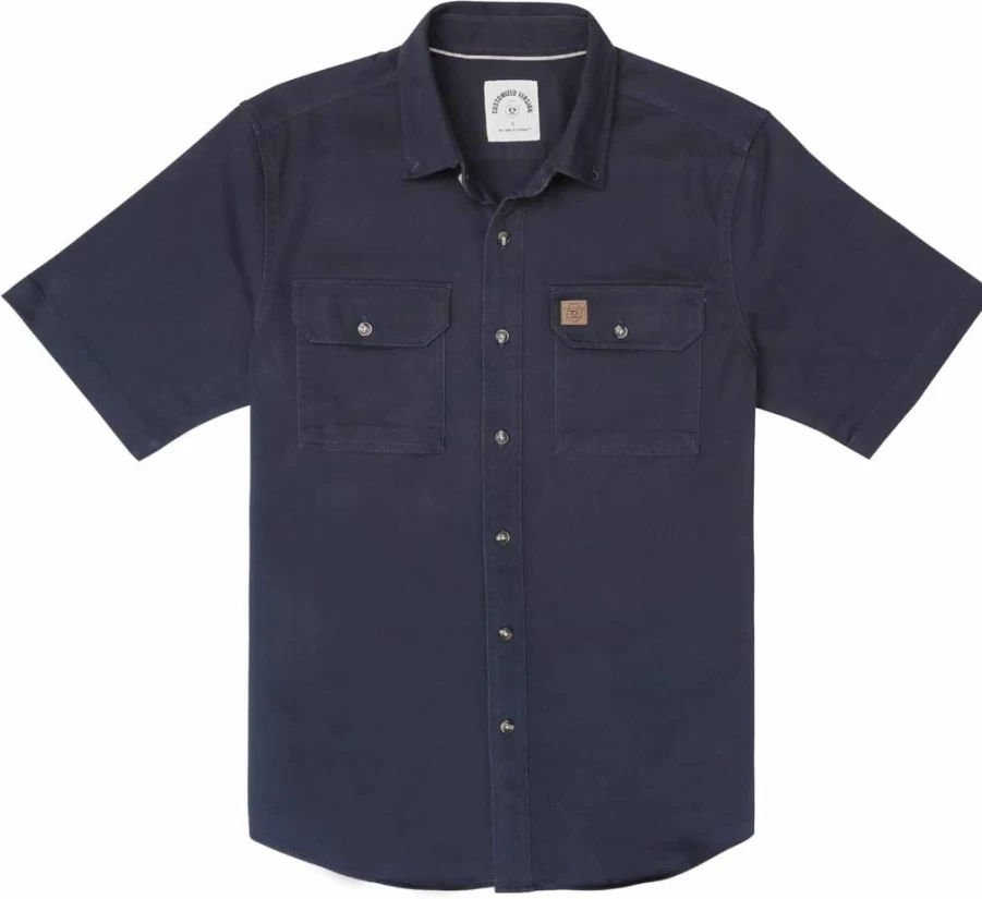 Dubinik Men's Denim Short Sleeve Shirt - Western Style Casual Button Down with Two Pockets