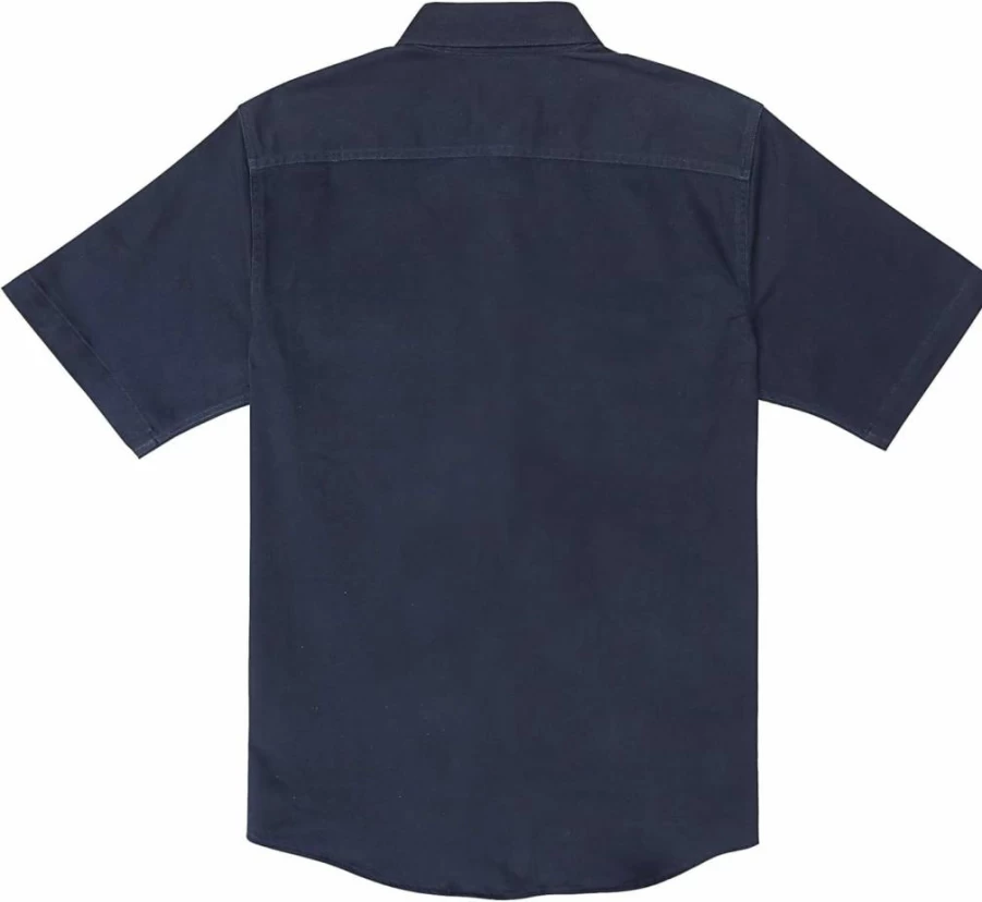 Dubinik Men's Denim Short Sleeve Shirt - Western Style Casual Button Down with Two Pockets