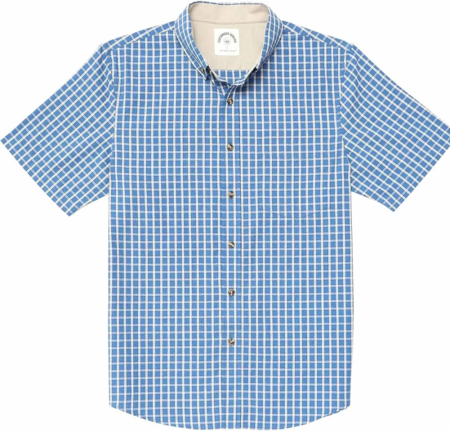 Dubinik Men's 100% Cotton Plaid Short Sleeve Casual Shirt with Pocket - Breathable Button Down Shirt for Summer