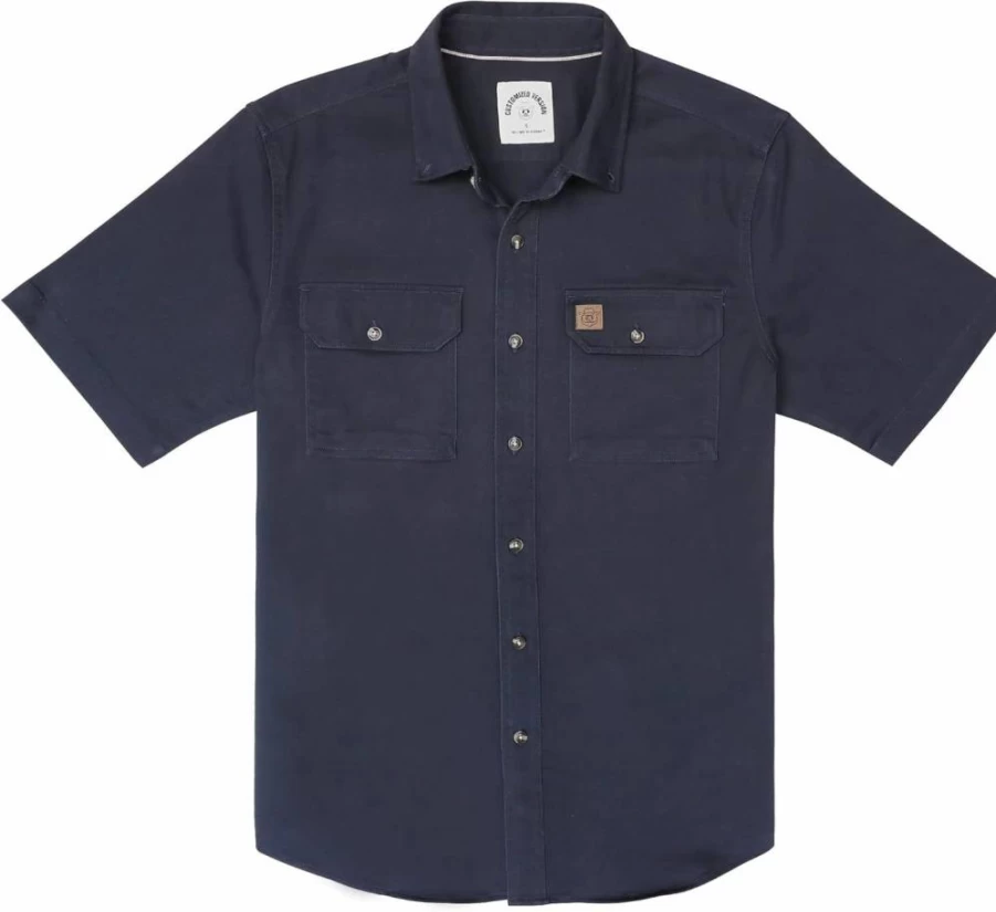 Dubinik Men's Denim Short Sleeve Shirt - Western Style Casual Button Down with Two Pockets