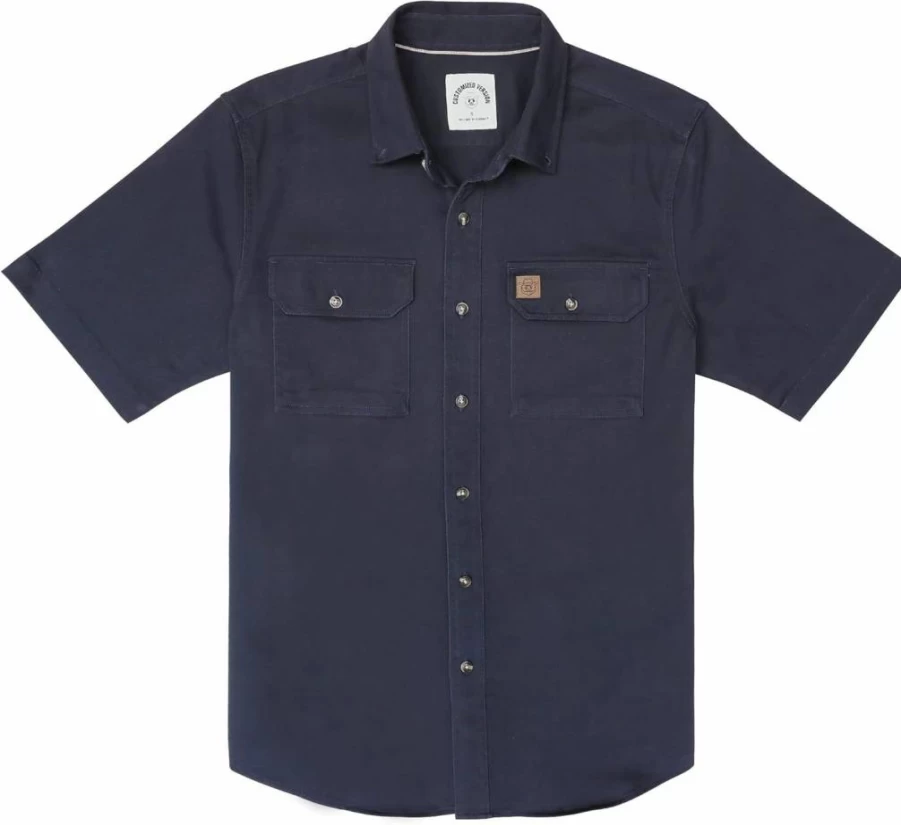 Dubinik Men's Denim Short Sleeve Shirt - Western Style Casual Button Down with Two Pockets