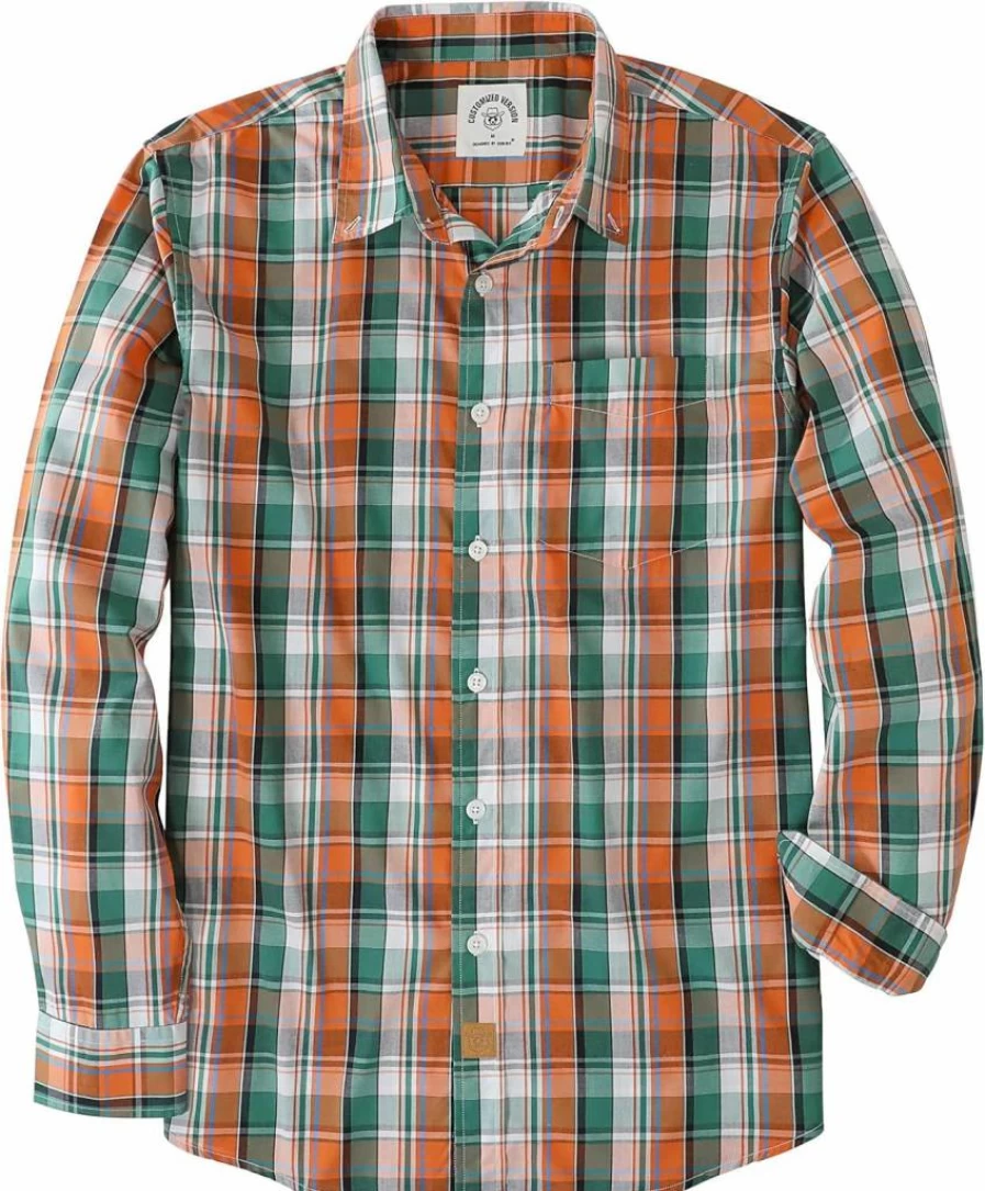 Dubinik Men's Vintage Plaid Button Down Shirt Long Sleeve Casual Cotton Shirt with Pocket