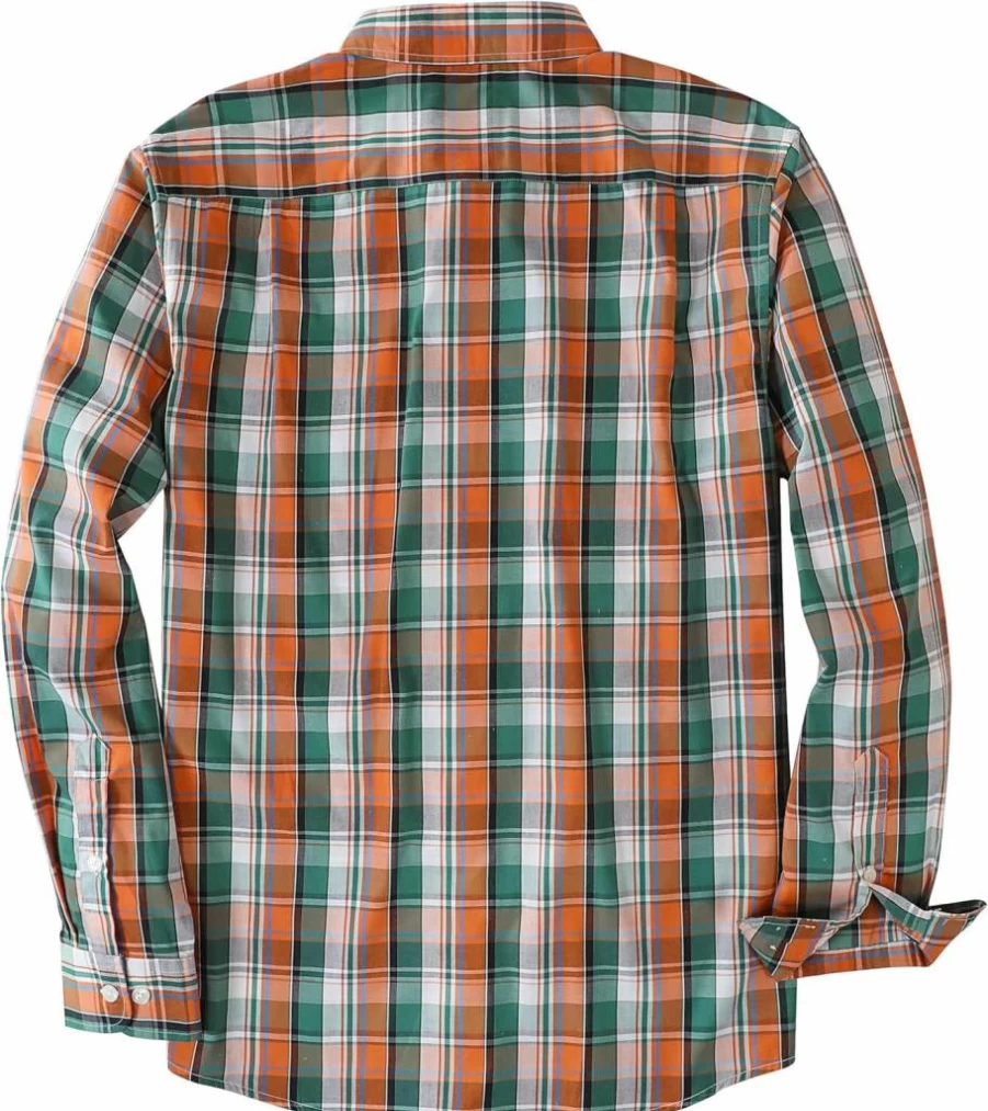 Dubinik Men's Vintage Plaid Button Down Shirt Long Sleeve Casual Cotton Shirt with Pocket