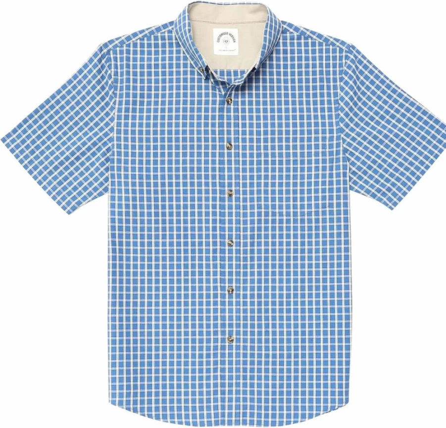 Dubinik Men's 100% Cotton Plaid Casual Short Sleeve Button-Down Shirt with Pocket