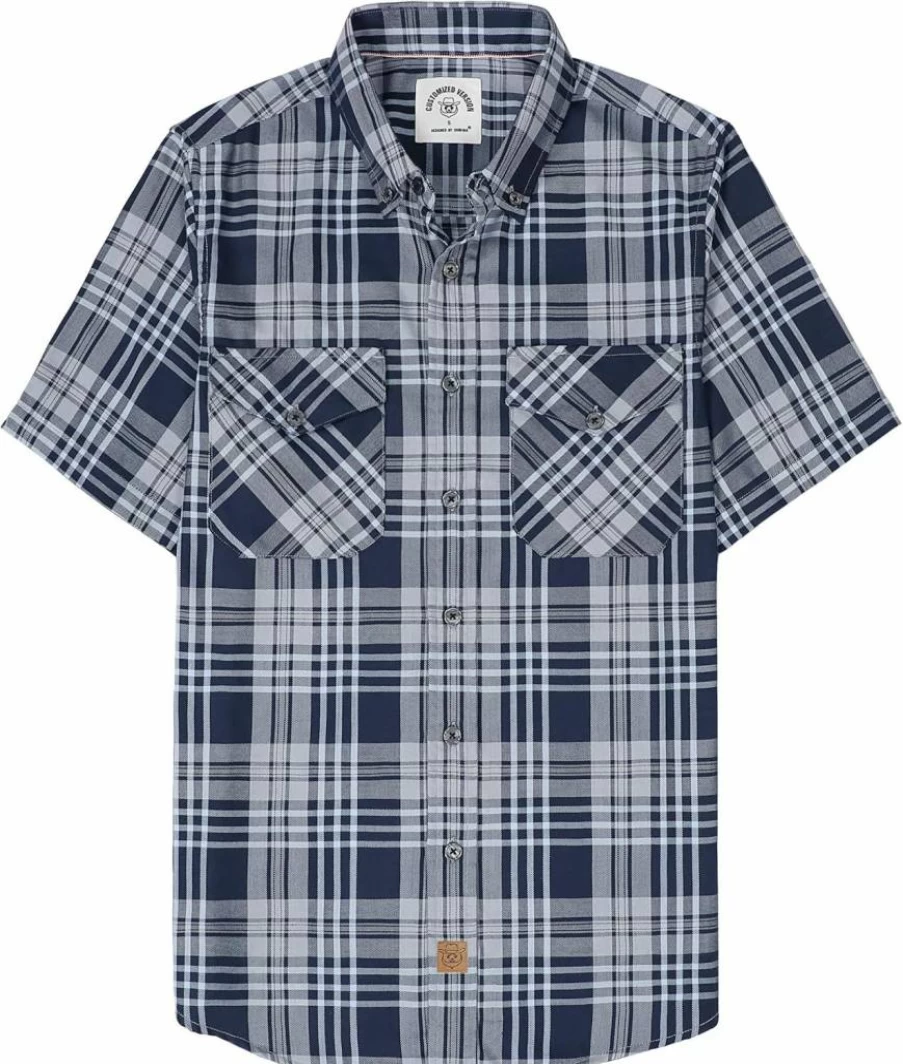 Dubinik Men's Vintage Casual Short Sleeve Button-Up Shirt with Two Pockets - Regular Fit Soft Cotton