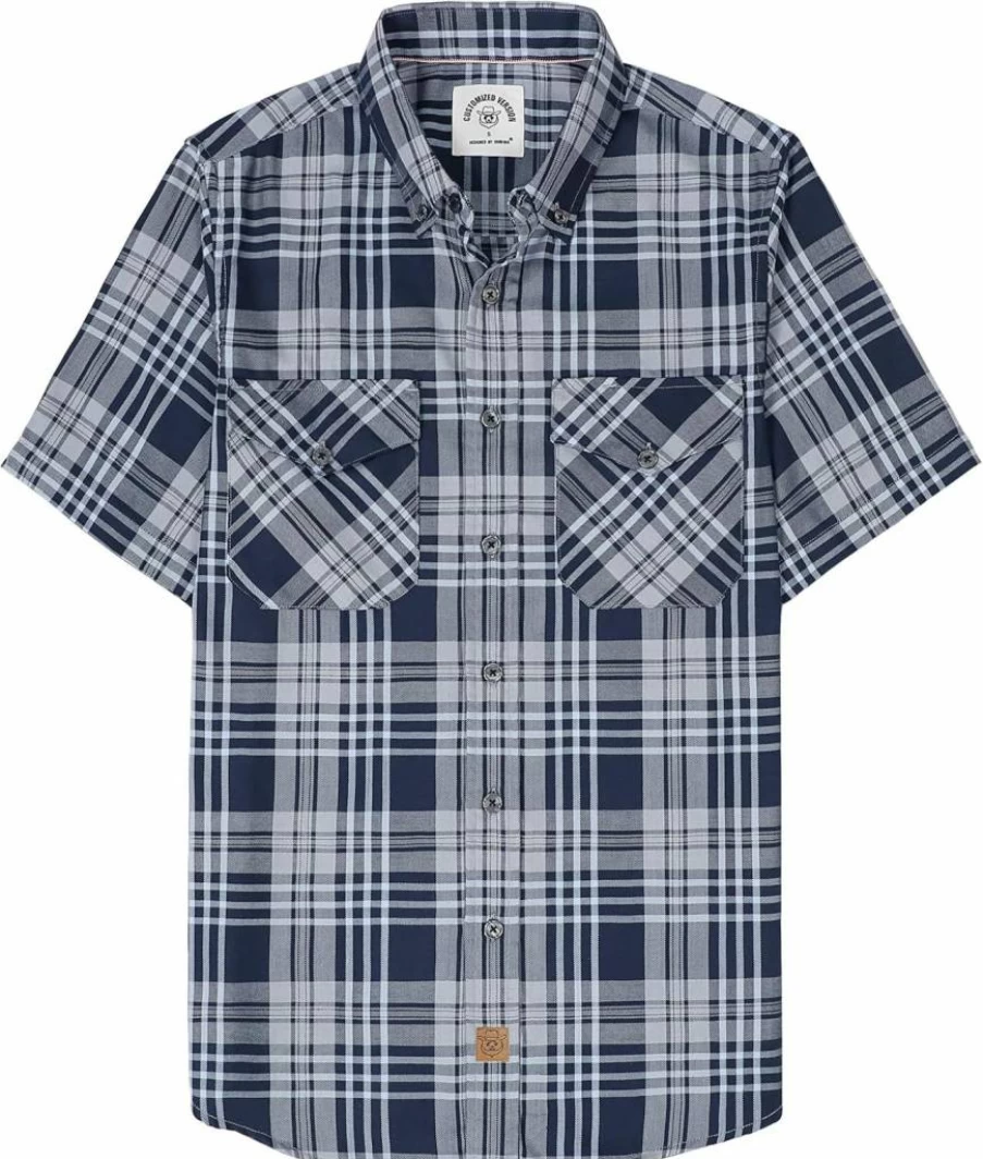 Dubinik Men's Vintage Casual Short Sleeve Button-Down Shirt with Two Pockets - Regular Fit Soft Cotton
